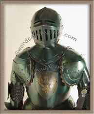 Italian Suit Of Armor With Blue Black Finish And Eagles Emblem - Torso Close Up