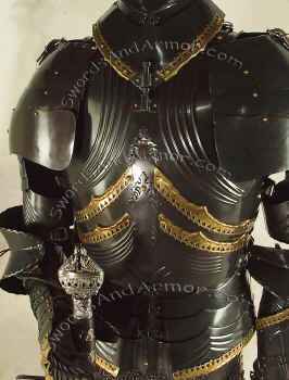 Black German Gothic Suit Or Armor Torso Close Up