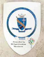 Prestation award custom shield in white and blue - Agape theme