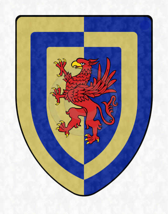 Special Griffin shield with gold and blue on a vertical split background