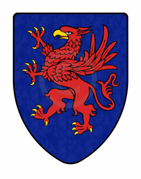 Griffin shield on blue background