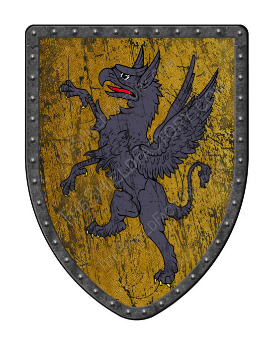 Griffin on ancient gold replica medieval battle shield