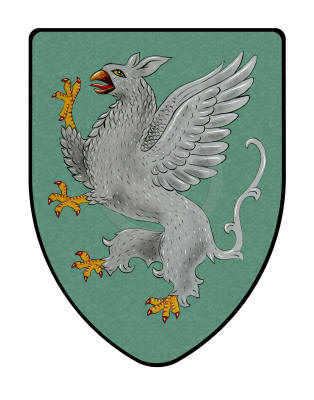 Griffin shield on Teal Background