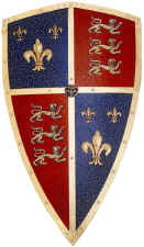 Shield of The Black Prince Medieval Crest - Red, Blue and Brass