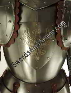 White Knight Suit of Armor Torso Closeup - Eagles Emblem