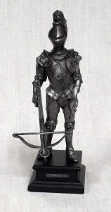 Miniature Armor Knight with Crossbow Pewter