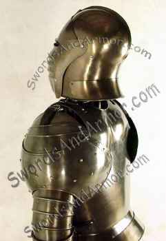 Aged Italian armor back view