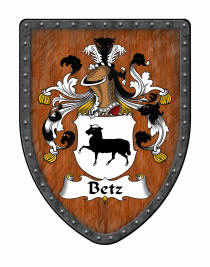 Betz family crest on a custom display shield