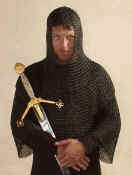 black chainmail shirt and coif on knight