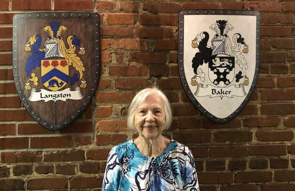 Langston and Baker custom coat of arms shields with a Langston family decendant