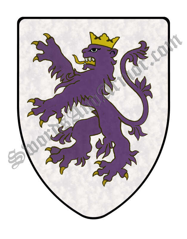 Purple Rampant Lion Shield