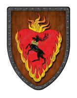 Flaming Heart and Stag on Wood shield