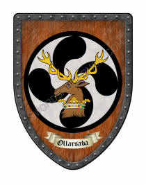 custom designed coat of arms with the Ollarsaba family name