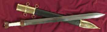 Roman Cavalry Sword with Sheath - Brass detail on sheath