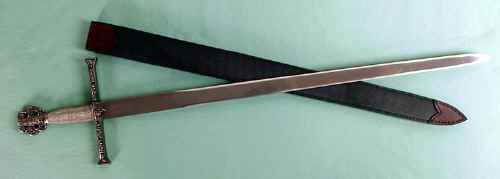 Catholic king replica medieval sword with leather sheath