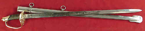 US Artillery Civil War replica sword with steel scabbard