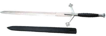 Scottish Claymore sword with silver hilt amnd pommel