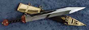 Gladius sword with brass detailed sheath