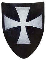Hiospitaller knights medieval shield with white cross and black background