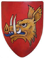 Boar medieval shield on red
