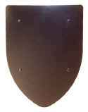 plain steel battle shield front view