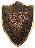 Charles V medieval shield - black crackle with brass