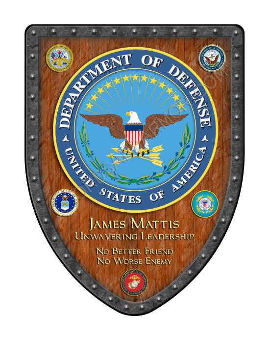 Custom award shield as gift for Secretary of Defence James Mattis