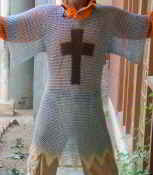 Templar chainmail shirt in silver finish with black cross